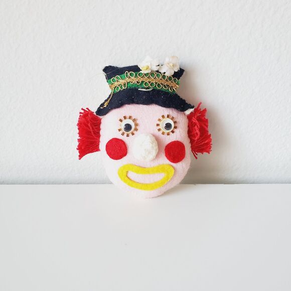 Vintage Handmade Felt Clown Ornament Whimsical Design GUC - Picture 2 of 12